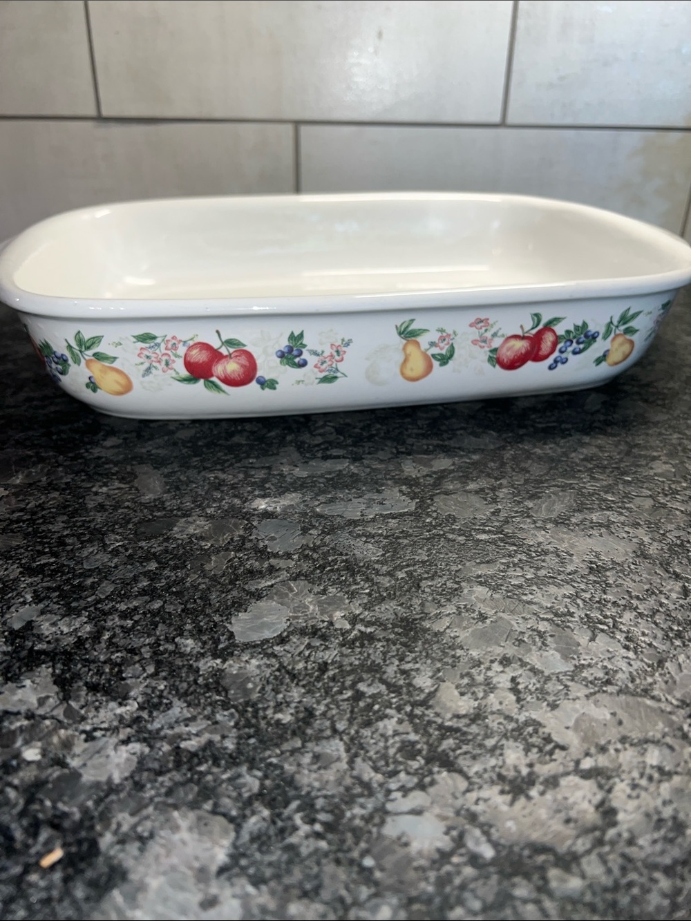 Corelle 9x13 Chutney Fruit or Abundance White Ceramic Rectangular Baking Pan